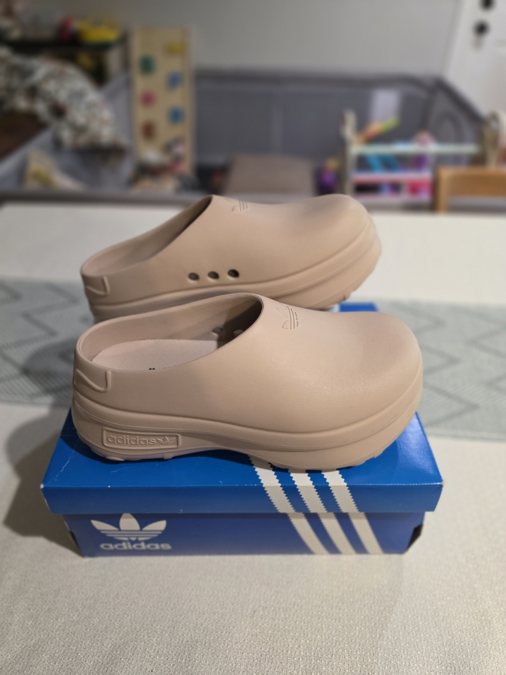 adidas Originals Women’s Beige Platform Clog Mules